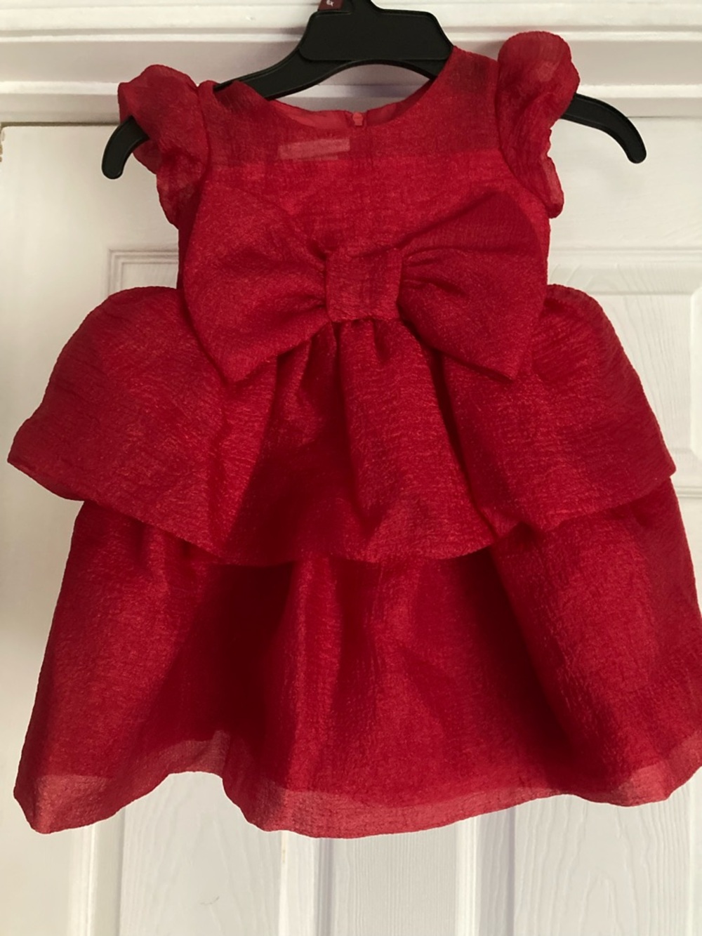 Bonnie Jean Red Tiered Bow Formal Dress for Girls